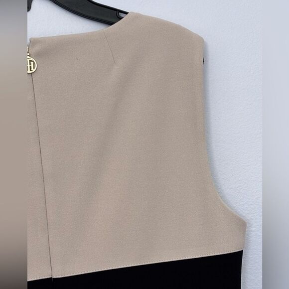 Tommy Hilfiger | Color block White Tan Black Tri-Tone Sleeveless Career Dress 10 - Picture 10 of 16